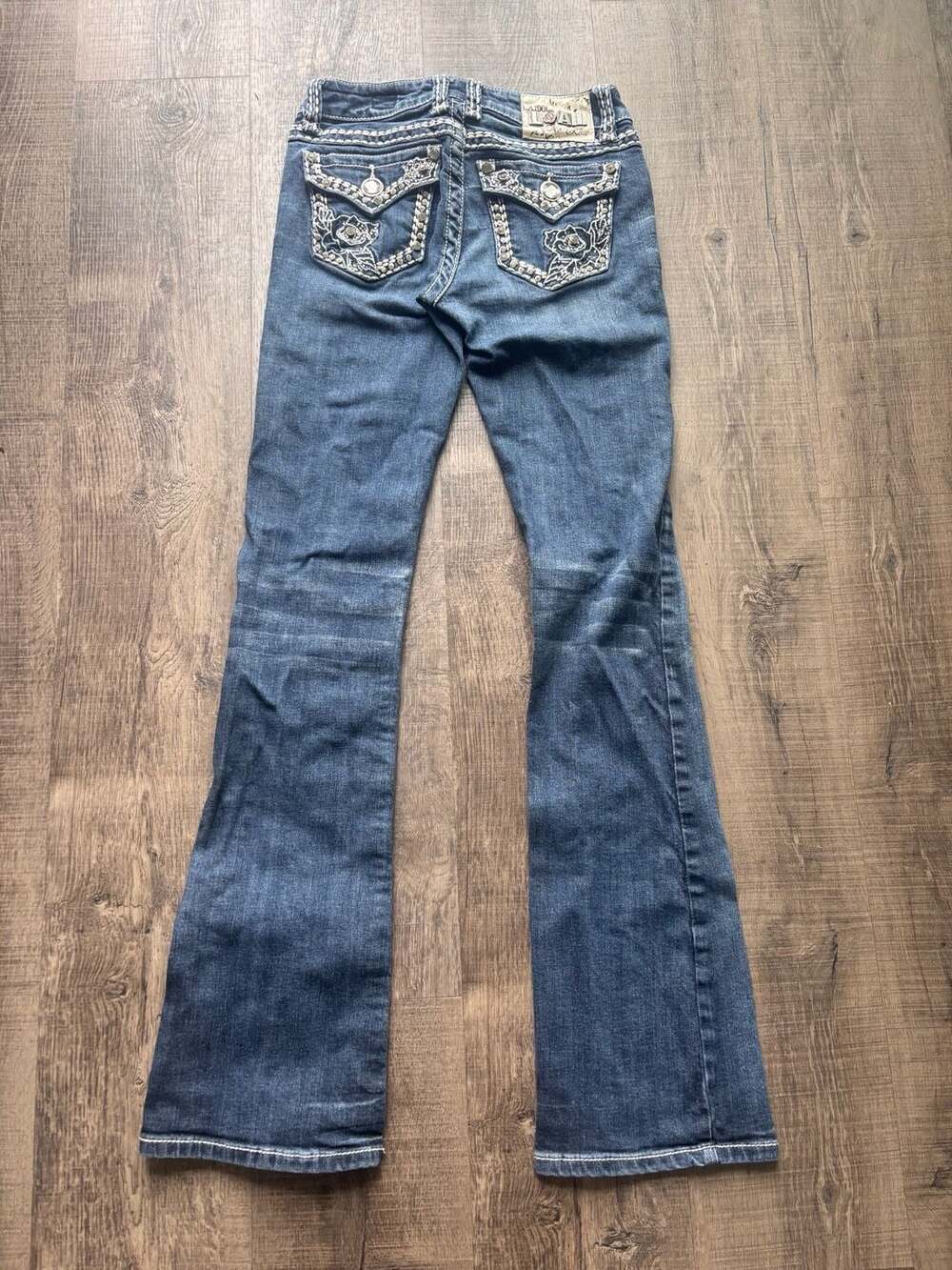 L.A. Idol USA Low Rise Embellished Rose Embroidered Bootcut Jeans
